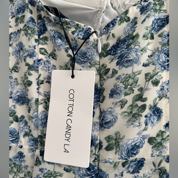 Cotton Candy LA blue & green long sleeve ruffle mini dress formal wedding NWT M - Picture 11 of 13